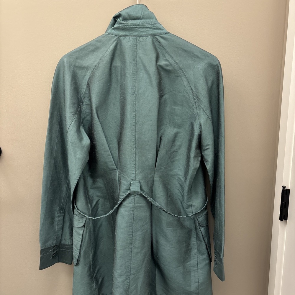 Nic & Zoe Silk Jacket Women's L Sea Green Jacket Button Up Pockets Braid Tassels - Picture 16 of 16